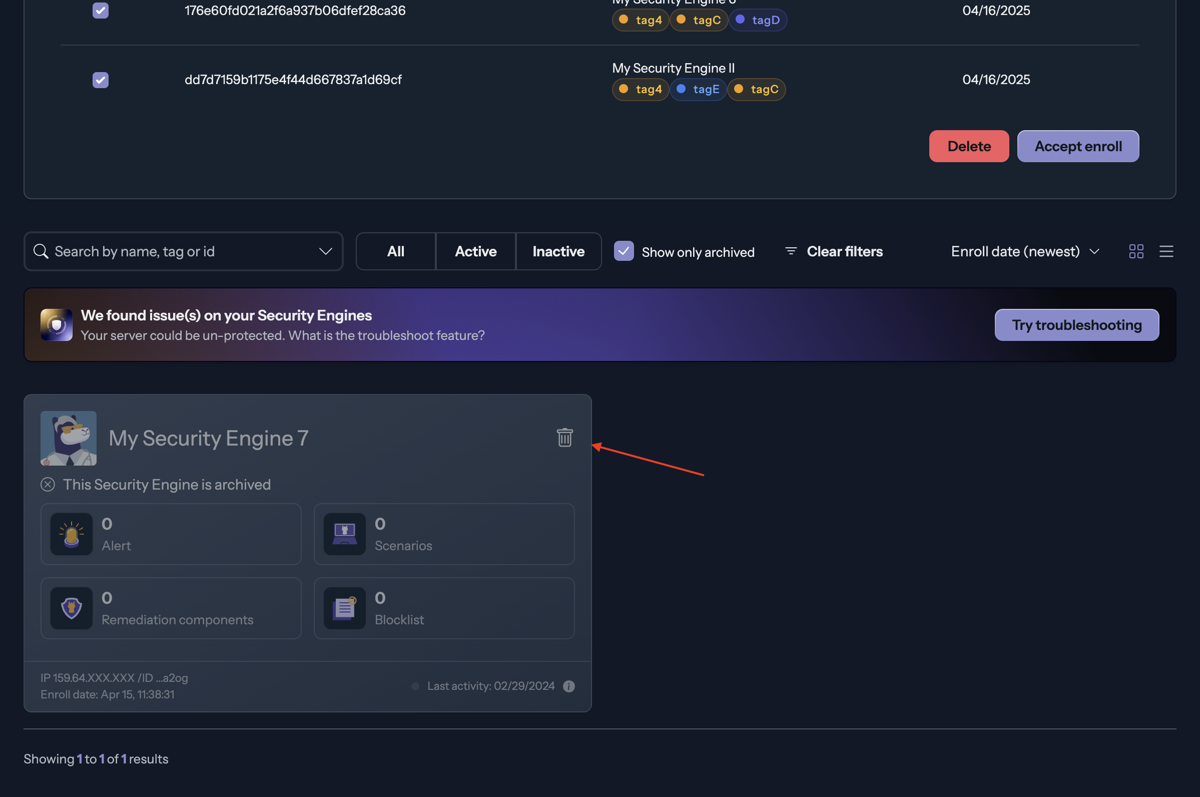 Show archived Engine